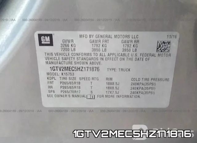 1GTV2MEC5HZ171876 фото 10