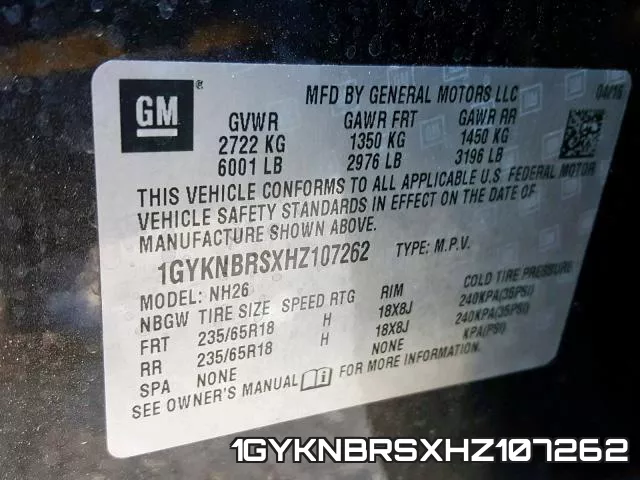 1GYKNBRSXHZ107262 фото 2