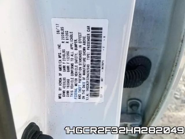 1HGCR2F32HA282049 фото 2