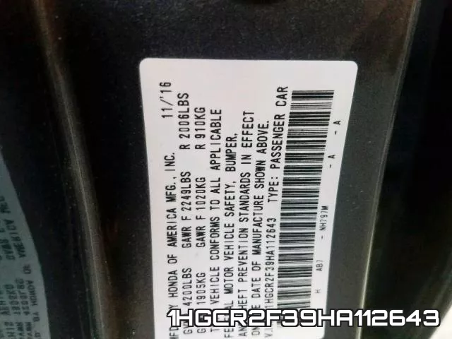 1HGCR2F39HA112643 фото 2