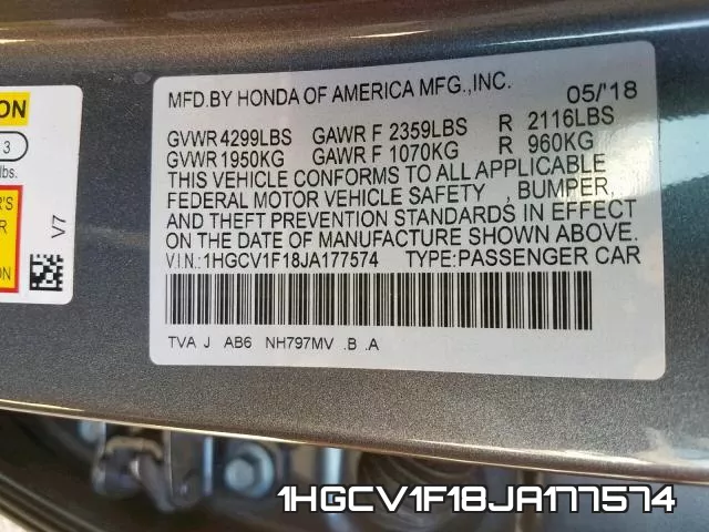 1HGCV1F18JA177574 фото 2