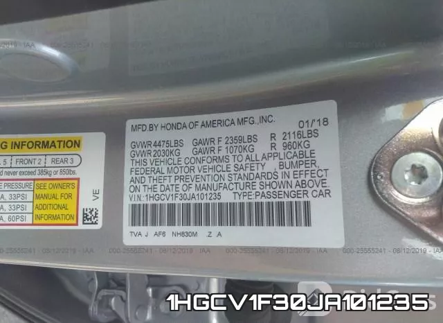 1HGCV1F30JA101235 фото 10