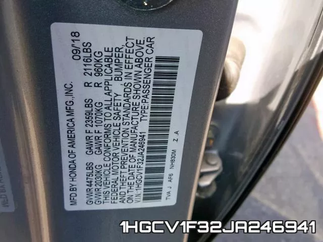 1HGCV1F32JA246941 фото 2