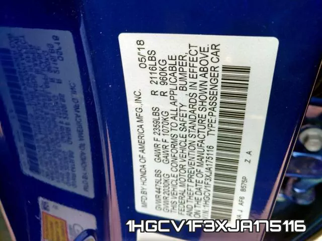 1HGCV1F3XJA175116 фото 2