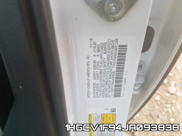 1HGCV1F94JA093838 фото 2