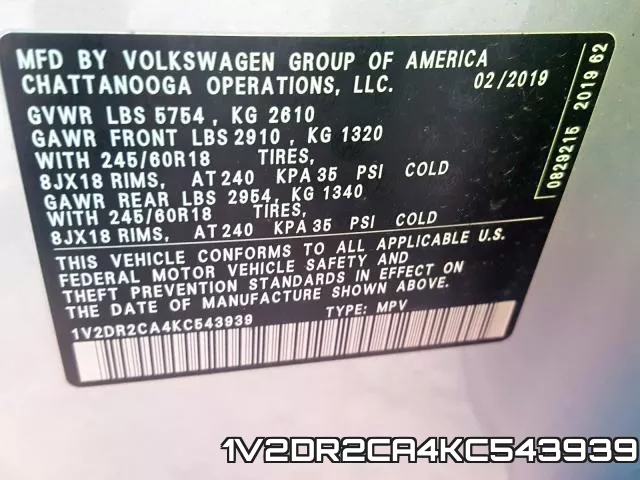 1V2DR2CA4KC543939 фото 2