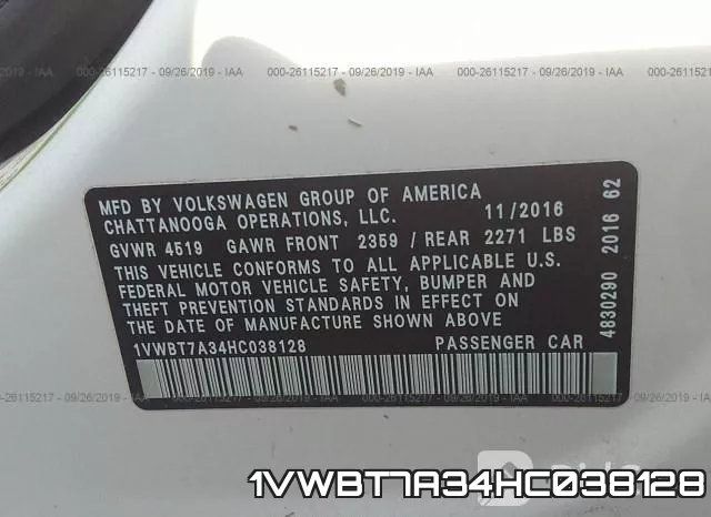 1VWBT7A34HC038128 фото 10