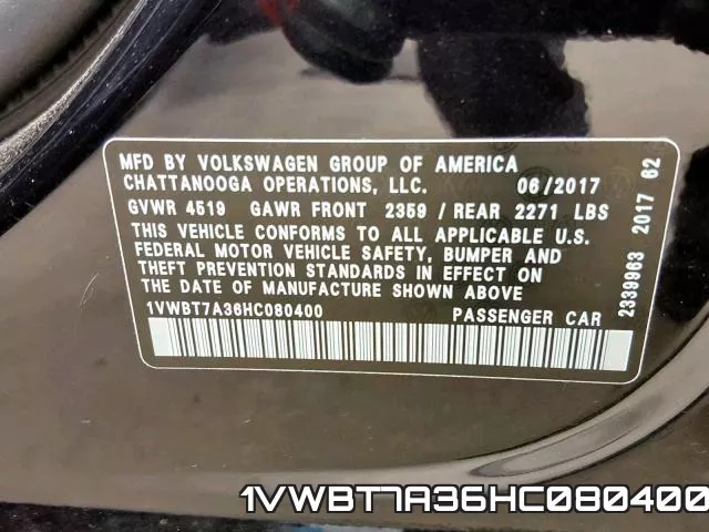 1VWBT7A36HC080400 фото 2