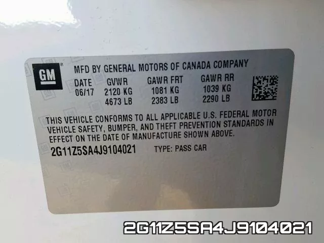 2G11Z5SA4J9104021 фото 2
