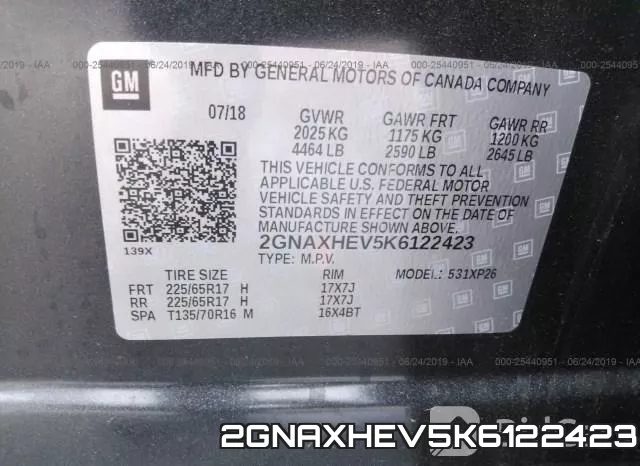 2GNAXHEV5K6122423 фото 9