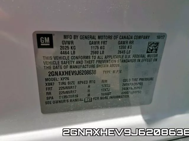 2GNAXHEV9J6208638 фото 2