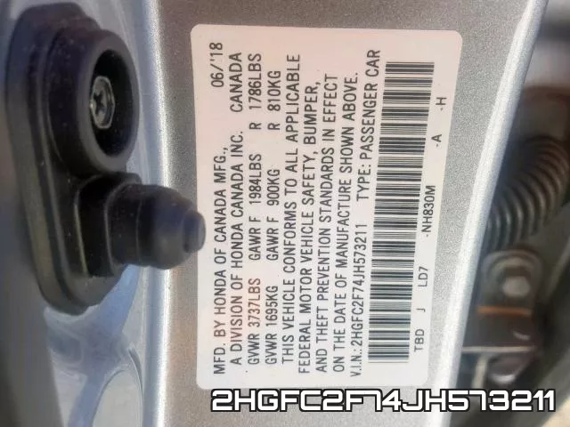 2HGFC2F74JH573211 фото 2