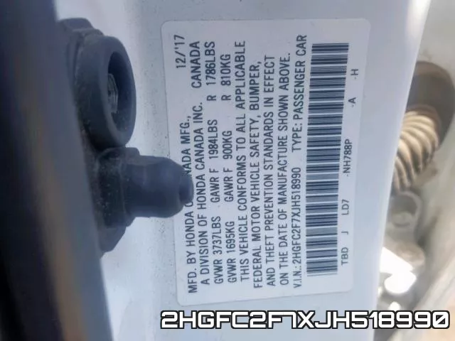 2HGFC2F7XJH518990 фото 2