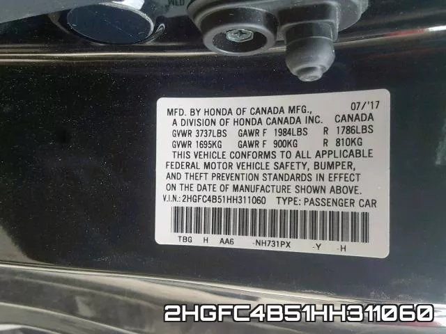 2HGFC4B51HH311060 фото 2
