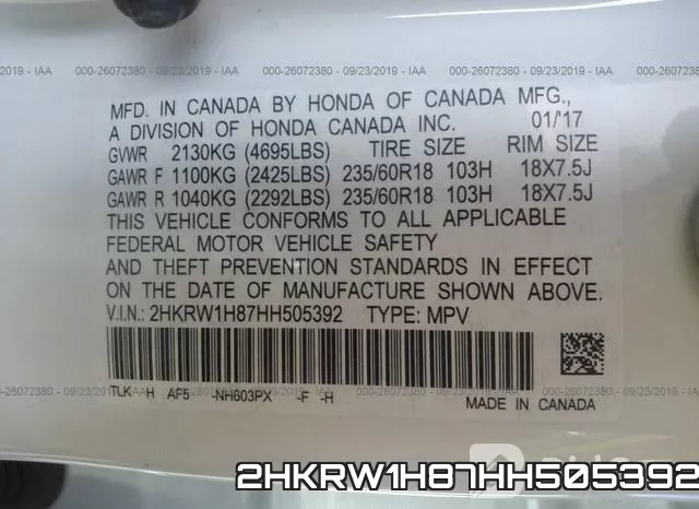 2HKRW1H87HH505392 фото 10