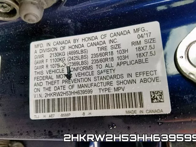 2HKRW2H53HH639599 фото 2
