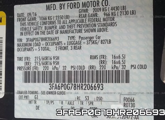 3FA6P0G78HR206693 фото 10