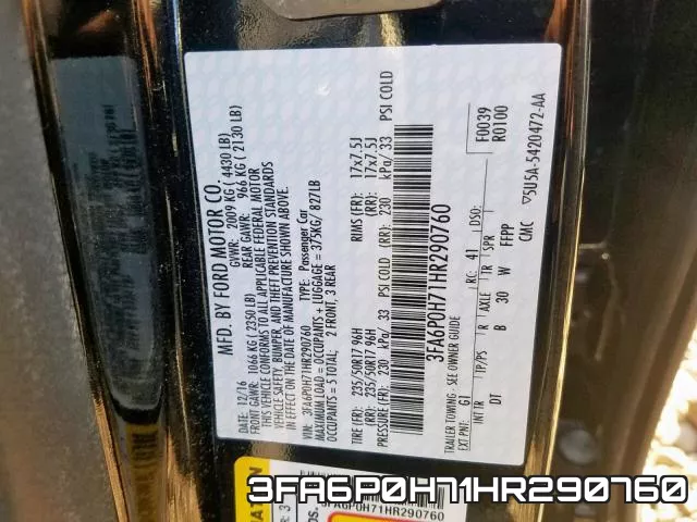 3FA6P0H71HR290760 фото 2