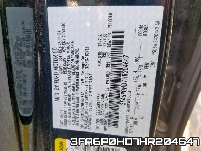 3FA6P0HD7HR204647 фото 2