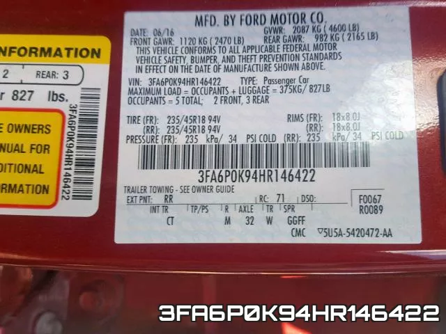 3FA6P0K94HR146422 фото 2