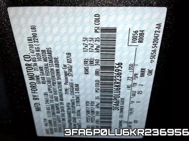 3FA6P0LU6KR236956 фото 2