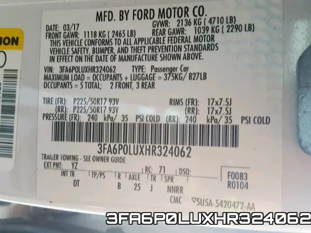 3FA6P0LUXHR324062 фото 2