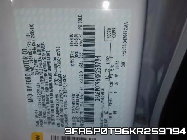 3FA6P0T96KR259794 фото 2