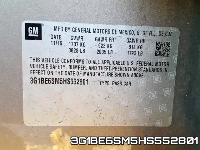 3G1BE6SM5HS552801 фото 2