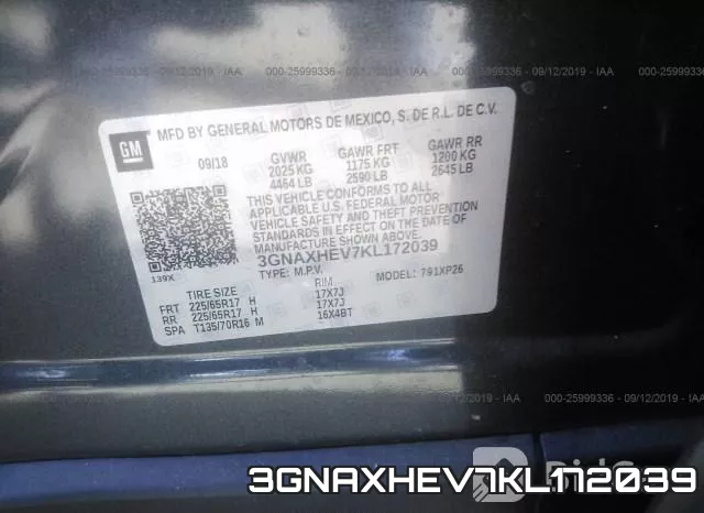 3GNAXHEV7KL172039 фото 10