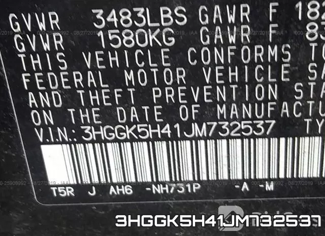3HGGK5H41JM732537 фото 10