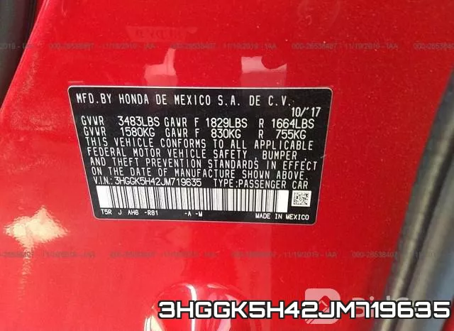 3HGGK5H42JM719635 фото 10