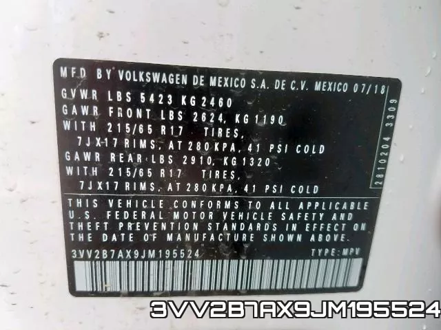 3VV2B7AX9JM195524 фото 2