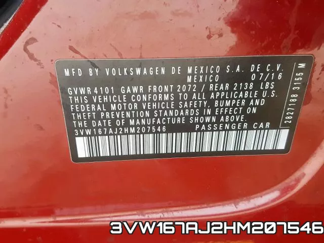 3VW167AJ2HM207546 фото 2