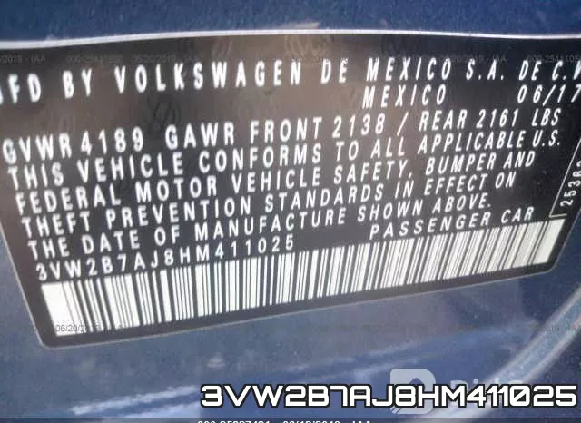 3VW2B7AJ8HM411025 фото 10