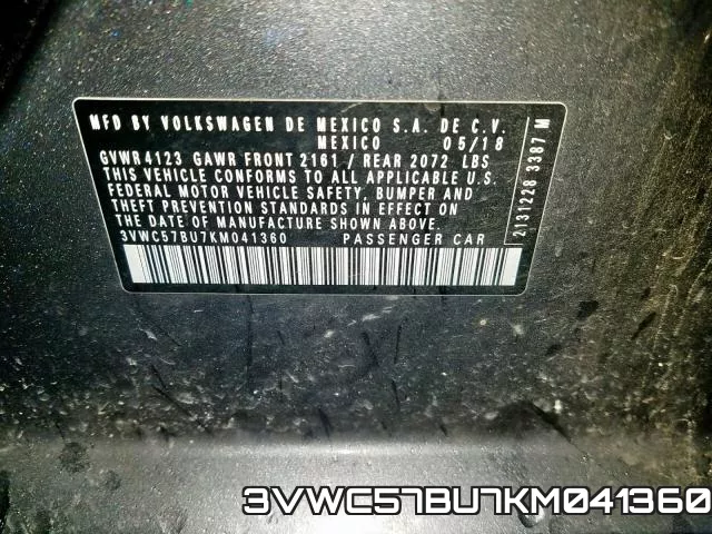 3VWC57BU7KM041360 фото 2