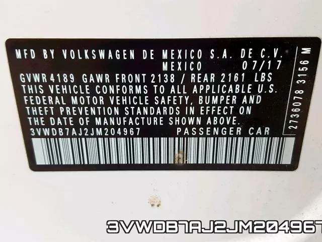 3VWDB7AJ2JM204967 фото 2