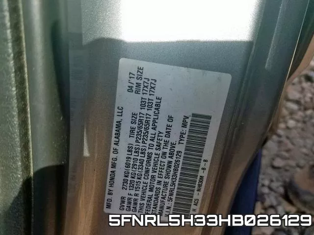5FNRL5H33HB026129 фото 2