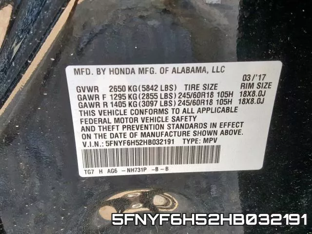 5FNYF6H52HB032191 фото 2