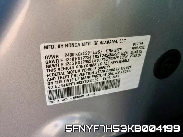 5FNYF7H53KB004199 фото 2