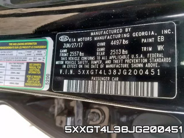 5XXGT4L38JG200451 фото 2
