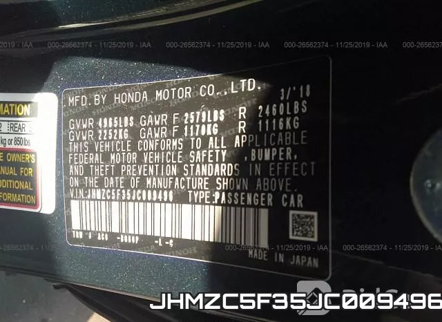 JHMZC5F35JC009496 фото 10