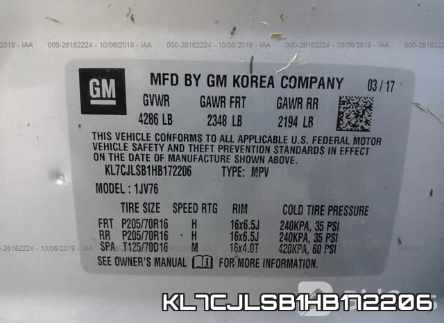 KL7CJLSB1HB172206 фото 10