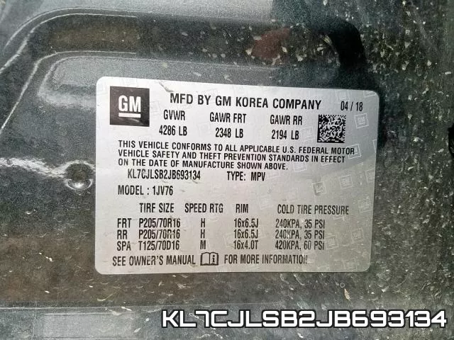 KL7CJLSB2JB693134 фото 2
