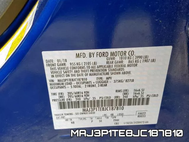 MAJ3P1TE8JC187810 фото 2