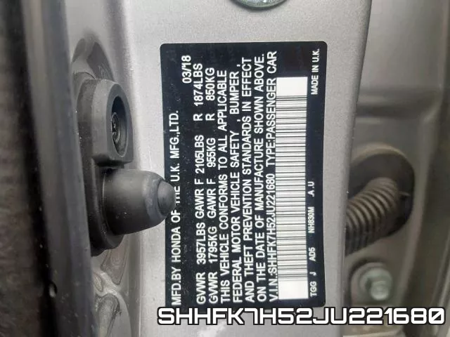SHHFK7H52JU221680 фото 2