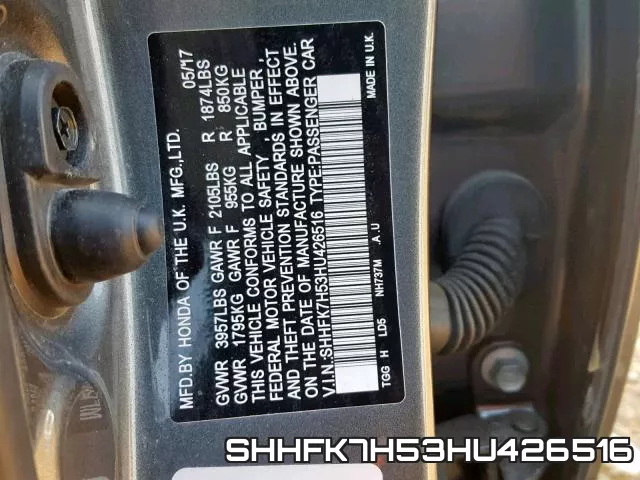 SHHFK7H53HU426516 фото 2