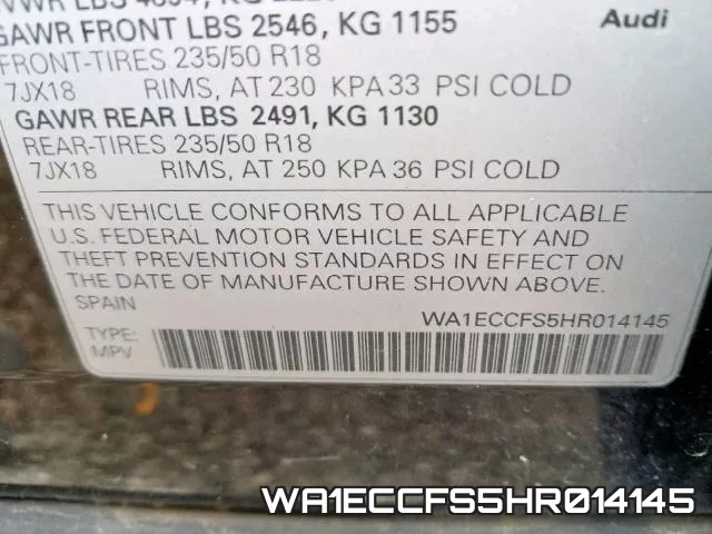 WA1ECCFS5HR014145 фото 2