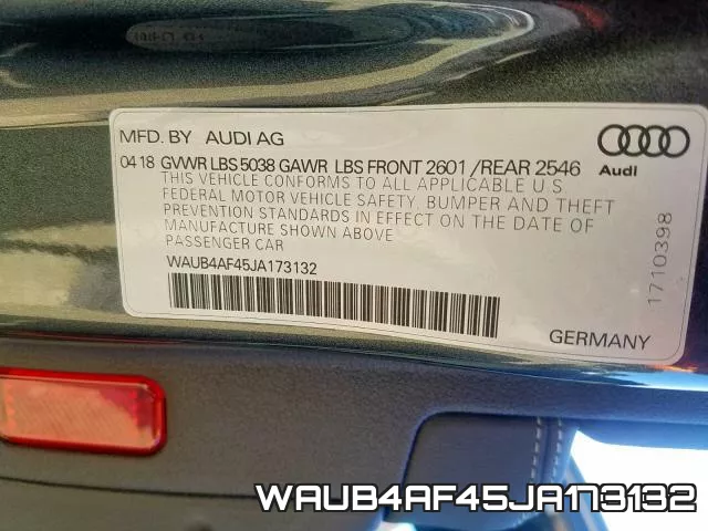 WAUB4AF45JA173132 фото 2