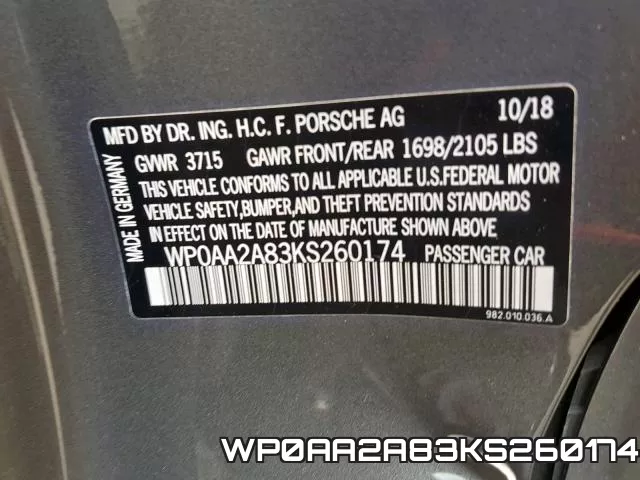 WP0AA2A83KS260174 фото 2