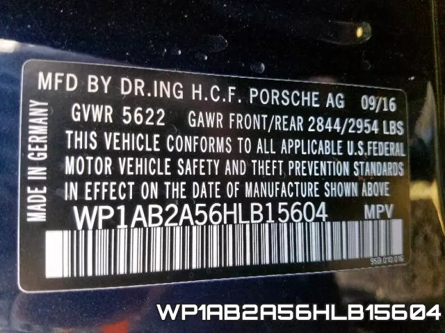 WP1AB2A56HLB15604 фото 2